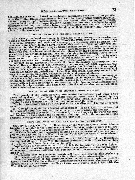 Senate Document, War Relocation Centers: Hearings Before a Subcommittee of the Committee on Military Affairs, United States Senate…, 1943, documenting hearings that occurred on January 20, 27, and 28, 1943. Papers of Dillon S. Myer. 