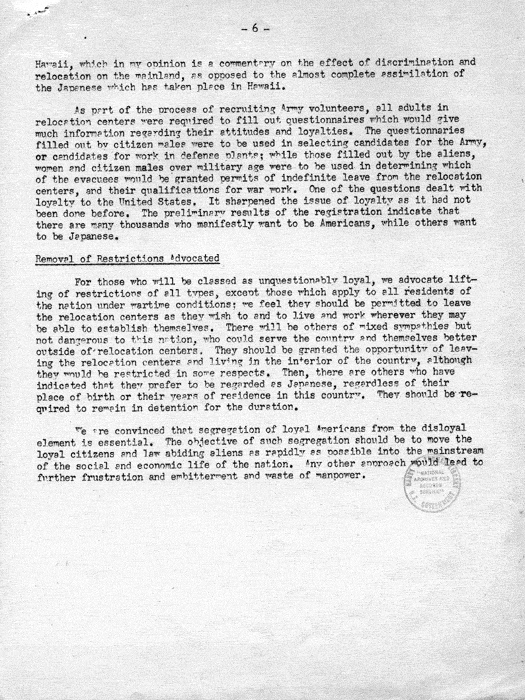 News release: Work of the War Relocation Authority, An Anniversary Statement by Dillon S. Myer, March 1943. Papers of Dillon S. Myer. 