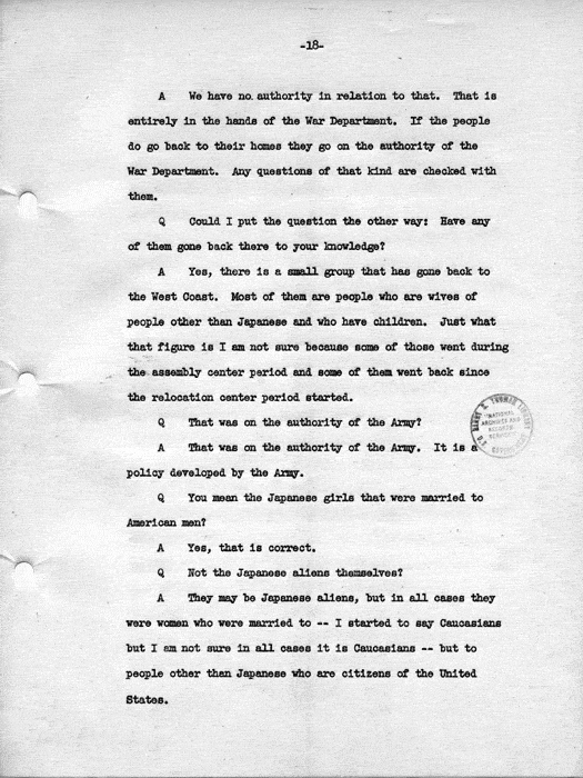 Transcript, press conference of Dillon S. Myer, Washington, DC, May 14, 1943. Papers of Dillon S. Myer.