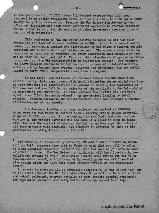 Report, Army and Leave Clearance Registration at War Relocation Centers, June 1943. Papers of Philleo Nash. 