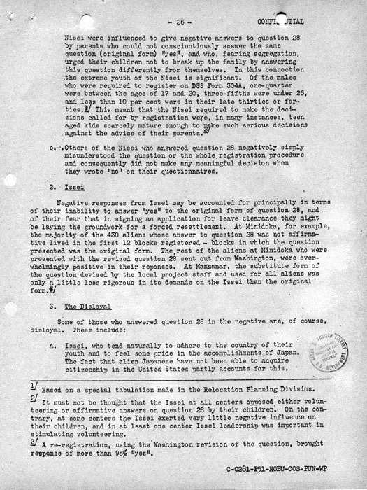 Report, Army and Leave Clearance Registration at War Relocation Centers, June 1943. Papers of Philleo Nash. 