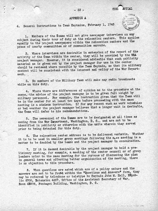 Report, Army and Leave Clearance Registration at War Relocation Centers, June 1943. Papers of Philleo Nash. 