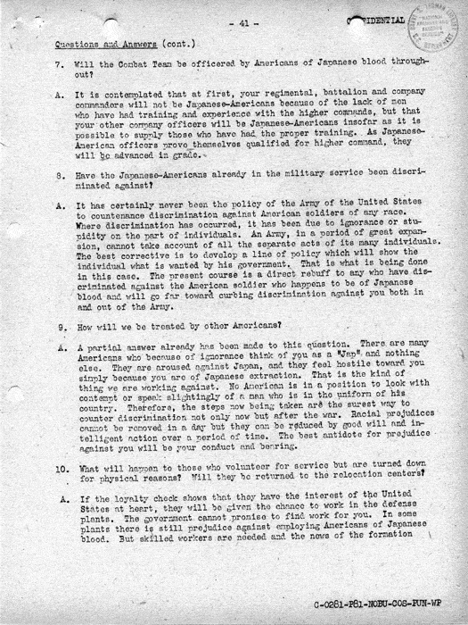 Report, Army and Leave Clearance Registration at War Relocation Centers, June 1943. Papers of Philleo Nash. 