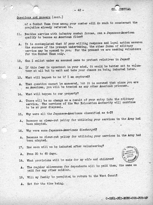 Report, Army and Leave Clearance Registration at War Relocation Centers, June 1943. Papers of Philleo Nash. 