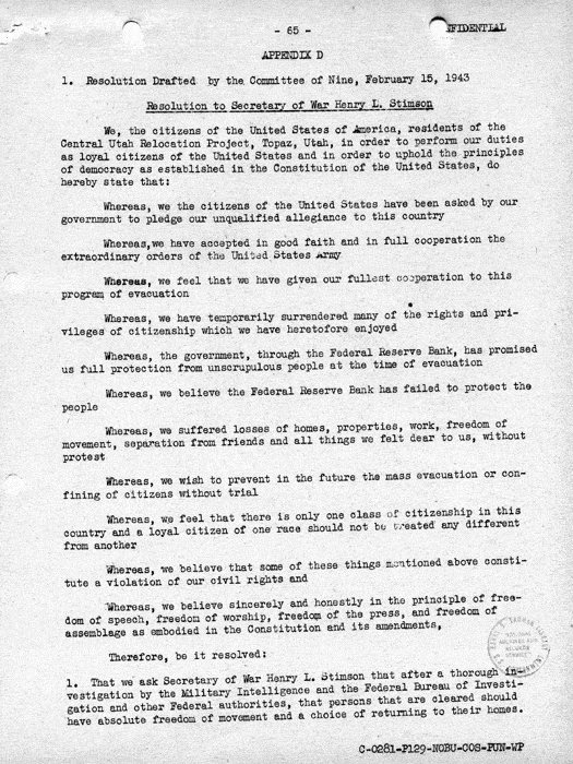 Report, Army and Leave Clearance Registration at War Relocation Centers, June 1943. Papers of Philleo Nash. 