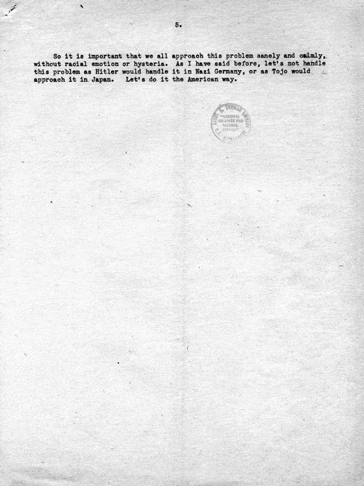 Speech by Dillon S. Myer over the National Broadcasting Company network, July 15, 1943. Papers of Dillon S. Myer. 