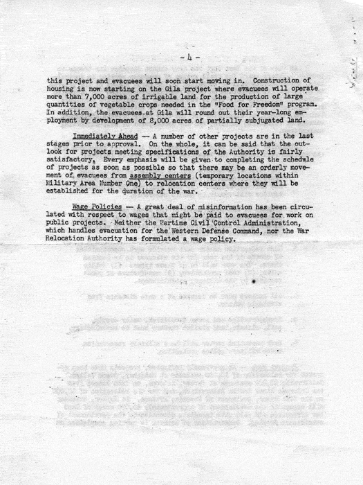Memorandum, Milton. S. Eisenhower to Members of Congress, April 20, 1942; forwarding Informal Report of the War Relocation Authority. Papers of Harry S. Truman: Papers as U. S. Senator and Vice President of the United States.