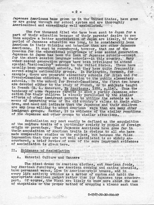 Memorandum, Nisei Assimilation, July 21, 1943. Papers of Philleo Nash. 