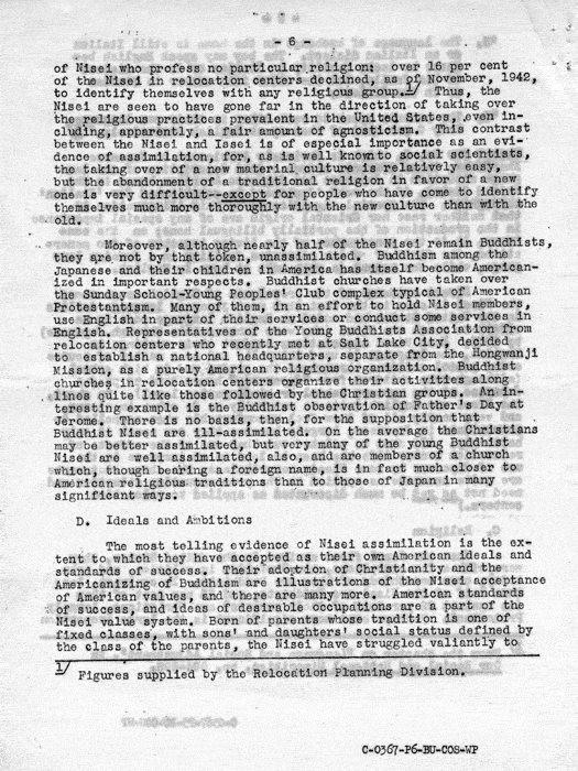 Memorandum, Nisei Assimilation, July 21, 1943. Papers of Philleo Nash. 