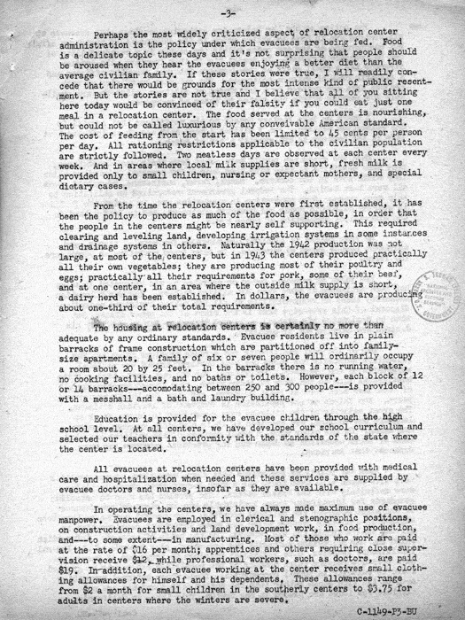 Speech, One Thousandth of the Nation, by Dillon S. Myer to a joint meeting of the civic organizations in Salt Lake City, Utah, March 23, 1944. Papers of Dillon S. Myer.