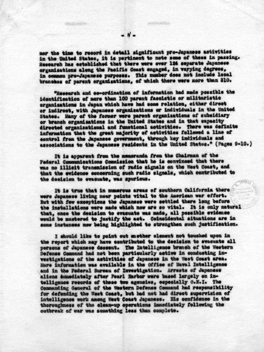 Memorandum, Director [Dillon S. Myer] to the Secretary [of the Interior], [April 29, 1944]. Papers of Dillon S. Myer.