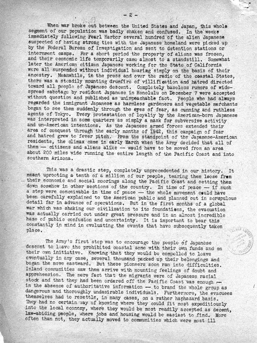 Speech, A Tenth of a Million People, by Dillon S. Myer to the Des Moines Adult Education Forum, Des Moines, Iowa, October 26, 1944. Papers of Dillon S. Myer. 