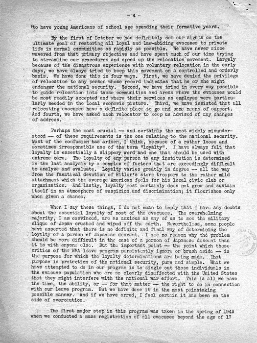 Speech, A Tenth of a Million People, by Dillon S. Myer to the Des Moines Adult Education Forum, Des Moines, Iowa, October 26, 1944. Papers of Dillon S. Myer. 