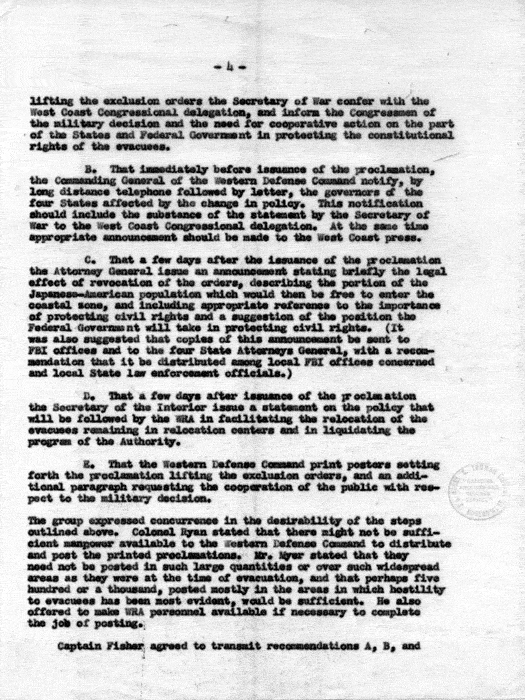 Memorandum, Minutes of Meeting in Office of the Director, War Relocation Authority, 9 A. M., November 15, 1944. Papers of Dillon S. Myer. 