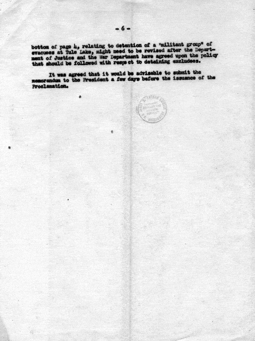 Memorandum, Notes on Meeting in Mr. Wechsler’s Office, Department of Justice, 2:30 P. M., November 20, 1944. Papers of Dillon S. Myer.