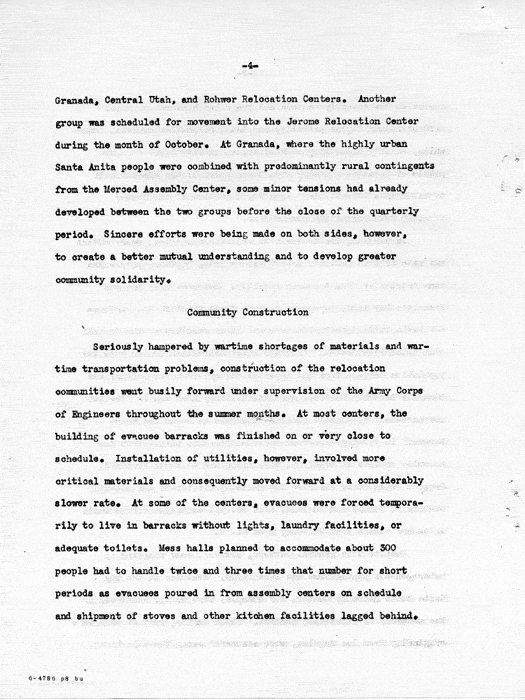 Report: Second Quarterly Report, July 1 to September 30, 1942, War Relocation Authority, not dated, c. late 1942. Papers of Philleo Nash. 