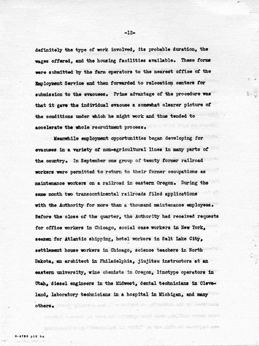 Report: Second Quarterly Report, July 1 to September 30, 1942, War Relocation Authority, not dated, c. late 1942. Papers of Philleo Nash. 