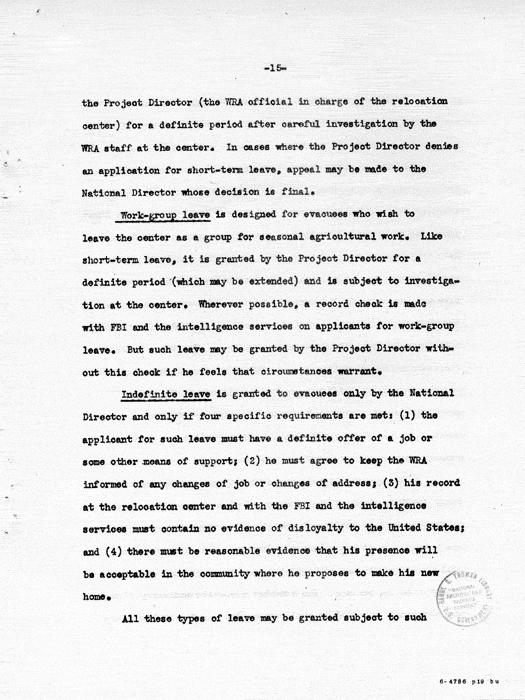 Report: Second Quarterly Report, July 1 to September 30, 1942, War Relocation Authority, not dated, c. late 1942. Papers of Philleo Nash. 