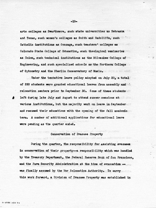 Report: Second Quarterly Report, July 1 to September 30, 1942, War Relocation Authority, not dated, c. late 1942. Papers of Philleo Nash. 