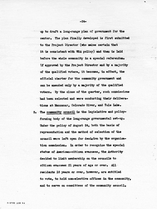 Report: Second Quarterly Report, July 1 to September 30, 1942, War Relocation Authority, not dated, c. late 1942. Papers of Philleo Nash. 