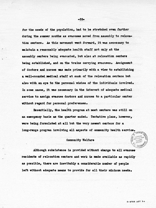 Report: Second Quarterly Report, July 1 to September 30, 1942, War Relocation Authority, not dated, c. late 1942. Papers of Philleo Nash. 