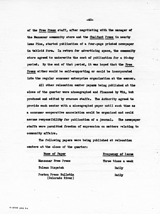 Report: Second Quarterly Report, July 1 to September 30, 1942, War Relocation Authority, not dated, c. late 1942. Papers of Philleo Nash. 