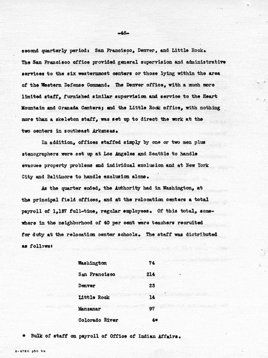 Report: Second Quarterly Report, July 1 to September 30, 1942, War Relocation Authority, not dated, c. late 1942. Papers of Philleo Nash. 