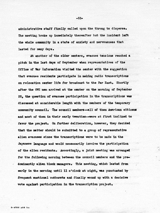 Report: Second Quarterly Report, July 1 to September 30, 1942, War Relocation Authority, not dated, c. late 1942. Papers of Philleo Nash. 