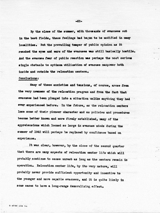 Report: Second Quarterly Report, July 1 to September 30, 1942, War Relocation Authority, not dated, c. late 1942. Papers of Philleo Nash. 