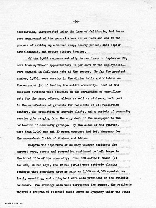 Report: Second Quarterly Report, July 1 to September 30, 1942, War Relocation Authority, not dated, c. late 1942. Papers of Philleo Nash. 