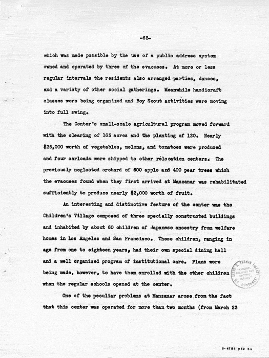 Report: Second Quarterly Report, July 1 to September 30, 1942, War Relocation Authority, not dated, c. late 1942. Papers of Philleo Nash. 