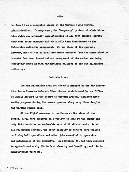 Report: Second Quarterly Report, July 1 to September 30, 1942, War Relocation Authority, not dated, c. late 1942. Papers of Philleo Nash. 