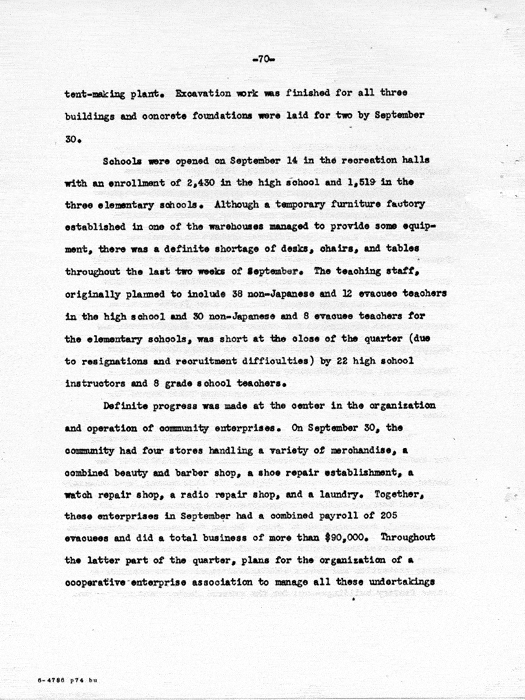 Report: Second Quarterly Report, July 1 to September 30, 1942, War Relocation Authority, not dated, c. late 1942. Papers of Philleo Nash. 