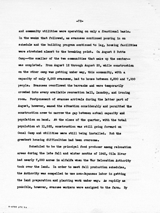 Report: Second Quarterly Report, July 1 to September 30, 1942, War Relocation Authority, not dated, c. late 1942. Papers of Philleo Nash. 