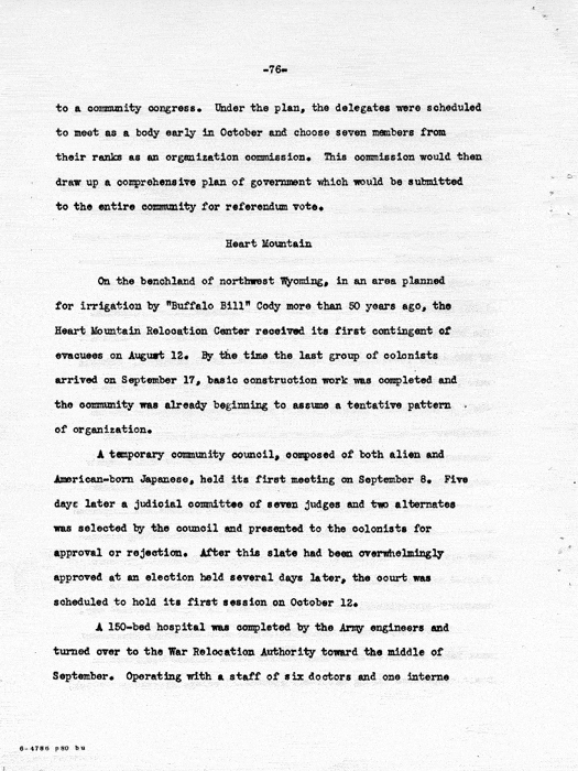 Report: Second Quarterly Report, July 1 to September 30, 1942, War Relocation Authority, not dated, c. late 1942. Papers of Philleo Nash. 