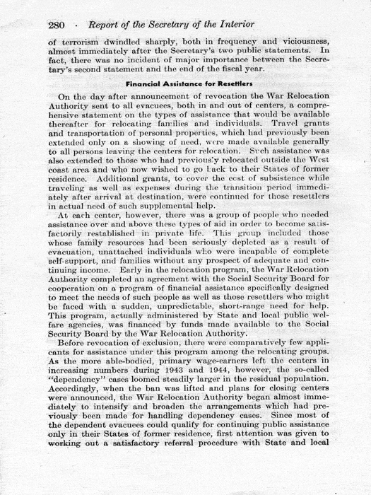 Report, Annual Report of the Director of the War Relocation Authority, to the Secretary of the Interior, for the fiscal year ended June 30, 1945, not dated, c. July 1945. Papers of Dillon S. Myer.