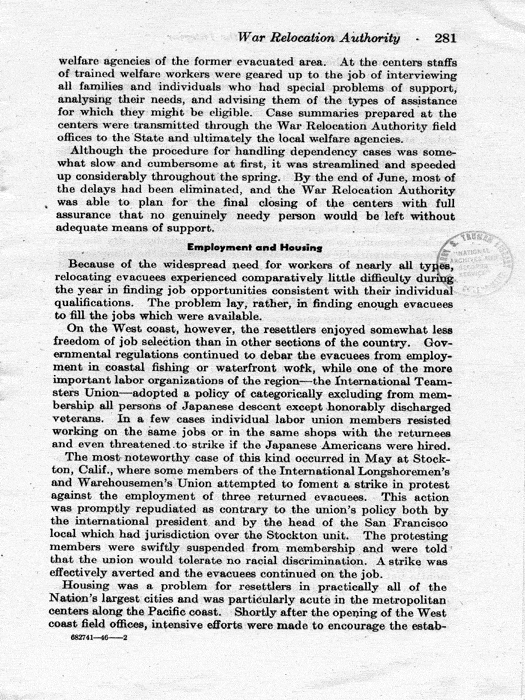 Report, Annual Report of the Director of the War Relocation Authority, to the Secretary of the Interior, for the fiscal year ended June 30, 1945, not dated, c. July 1945. Papers of Dillon S. Myer.