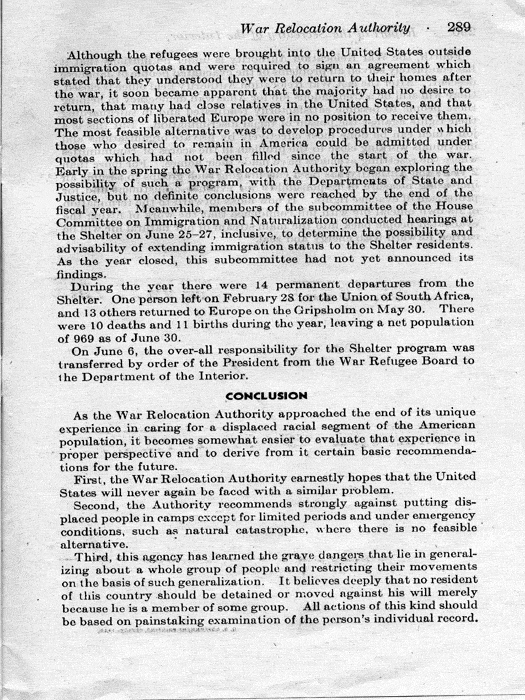 Report, Annual Report of the Director of the War Relocation Authority, to the Secretary of the Interior, for the fiscal year ended June 30, 1945, not dated, c. July 1945. Papers of Dillon S. Myer.