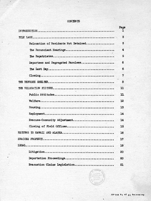 Report, Semiannual Report of the War Relocation Authority, for the period January 1 to June 30, 1946, not dated. Papers of Dillon S. Myer. (Note: Pages 3-8, 11-16, and 21-26 were missing when this document was scanned).