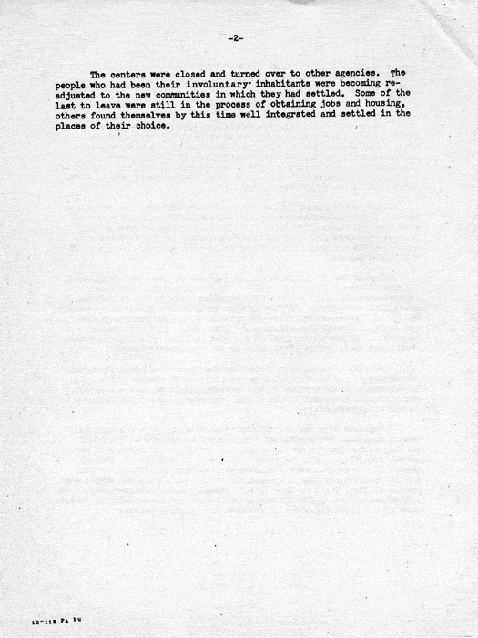 Report, Semiannual Report of the War Relocation Authority, for the period January 1 to June 30, 1946, not dated. Papers of Dillon S. Myer. (Note: Pages 3-8, 11-16, and 21-26 were missing when this document was scanned).