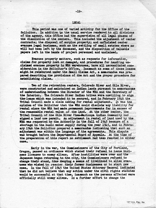 Report, Semiannual Report of the War Relocation Authority, for the period January 1 to June 30, 1946, not dated. Papers of Dillon S. Myer. (Note: Pages 3-8, 11-16, and 21-26 were missing when this document was scanned).