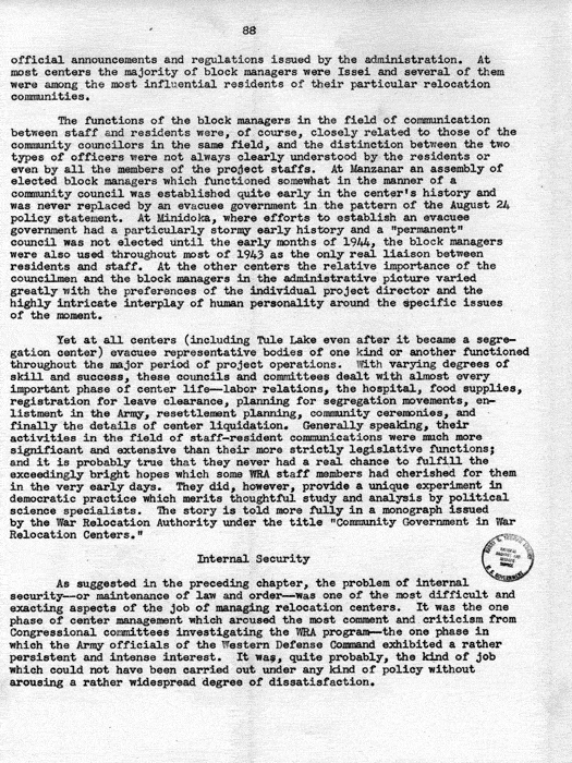 Report, WRA [War Relocation Authority], A story of Human Conservation, not dated, c. late 1946. The final report of WRA director Dillon S. Myer. Papers of Harry S. Truman: Official File.