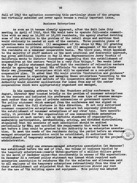 Report, WRA [War Relocation Authority], A story of Human Conservation, not dated, c. late 1946. The final report of WRA director Dillon S. Myer. Papers of Harry S. Truman: Official File.