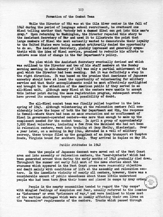 Report, WRA [War Relocation Authority], A story of Human Conservation, not dated, c. late 1946. The final report of WRA director Dillon S. Myer. Papers of Harry S. Truman: Official File.