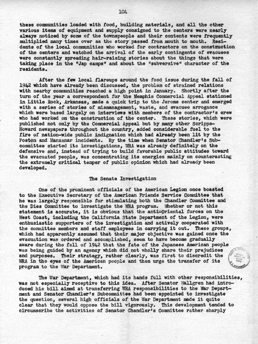 Report, WRA [War Relocation Authority], A story of Human Conservation, not dated, c. late 1946. The final report of WRA director Dillon S. Myer. Papers of Harry S. Truman: Official File.