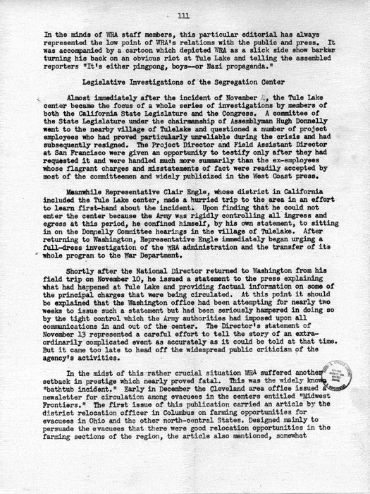 Report, WRA [War Relocation Authority], A story of Human Conservation, not dated, c. late 1946. The final report of WRA director Dillon S. Myer. Papers of Harry S. Truman: Official File.