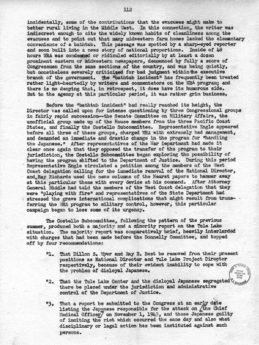 Report, WRA [War Relocation Authority], A story of Human Conservation, not dated, c. late 1946. The final report of WRA director Dillon S. Myer. Papers of Harry S. Truman: Official File.