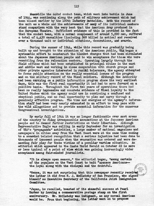 Report, WRA [War Relocation Authority], A story of Human Conservation, not dated, c. late 1946. The final report of WRA director Dillon S. Myer. Papers of Harry S. Truman: Official File.