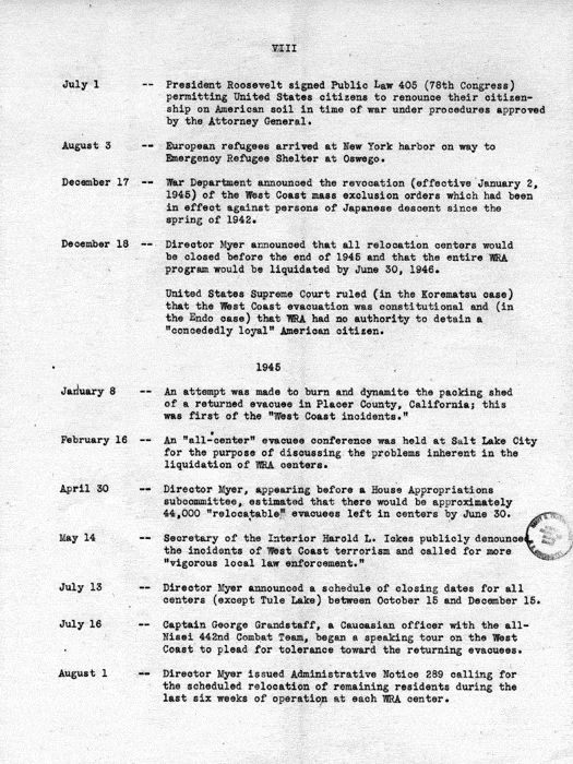 Report, WRA [War Relocation Authority], A story of Human Conservation, not dated, c. late 1946. The final report of WRA director Dillon S. Myer. Papers of Harry S. Truman: Official File.