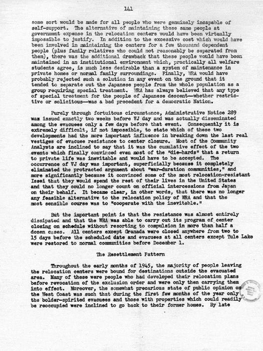 Report, WRA [War Relocation Authority], A story of Human Conservation, not dated, c. late 1946. The final report of WRA director Dillon S. Myer. Papers of Harry S. Truman: Official File.